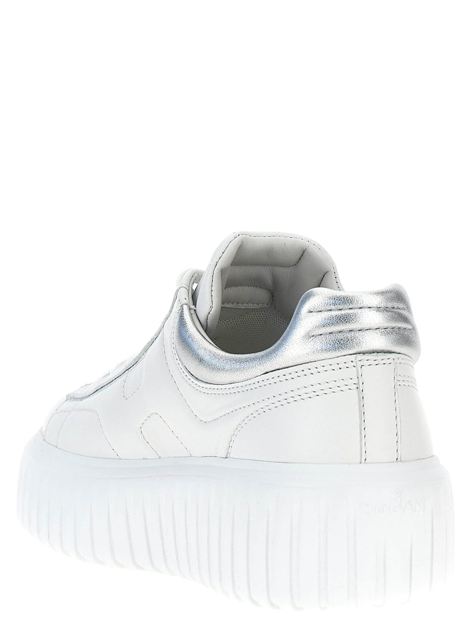 Shop Hogan H-stripes Sneakers In Silver