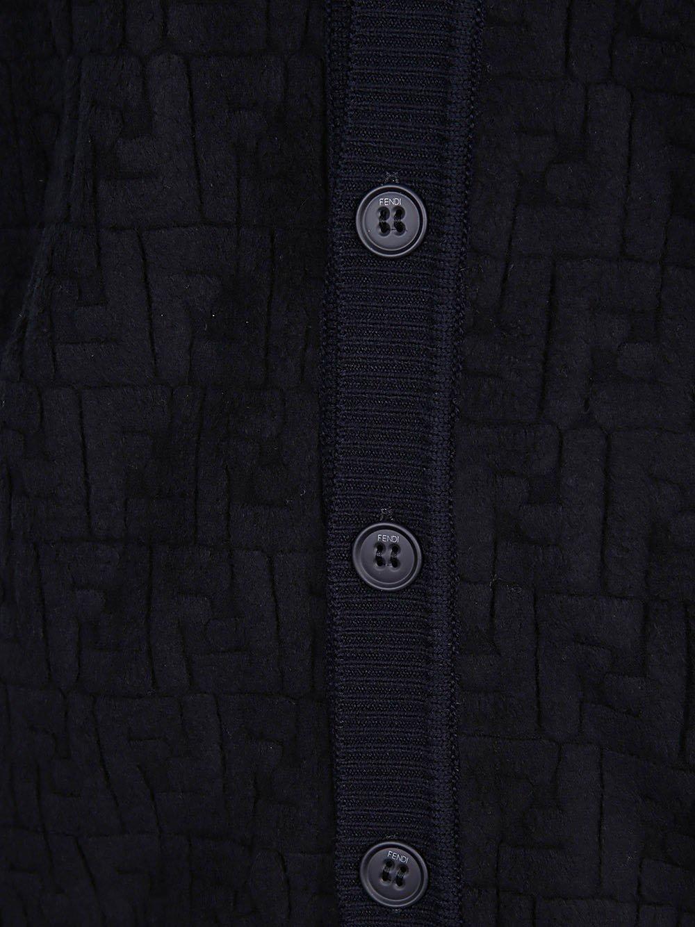 Shop Fendi V-neck Buttoned Cardigan In Ink