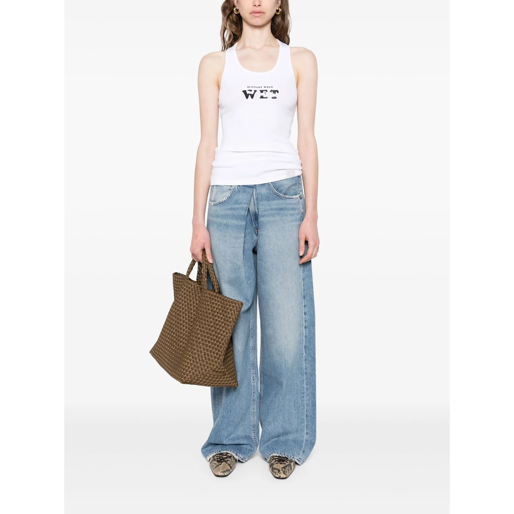 Stella Mccartney Wet Tank Top Slippery When Graphic Print In White