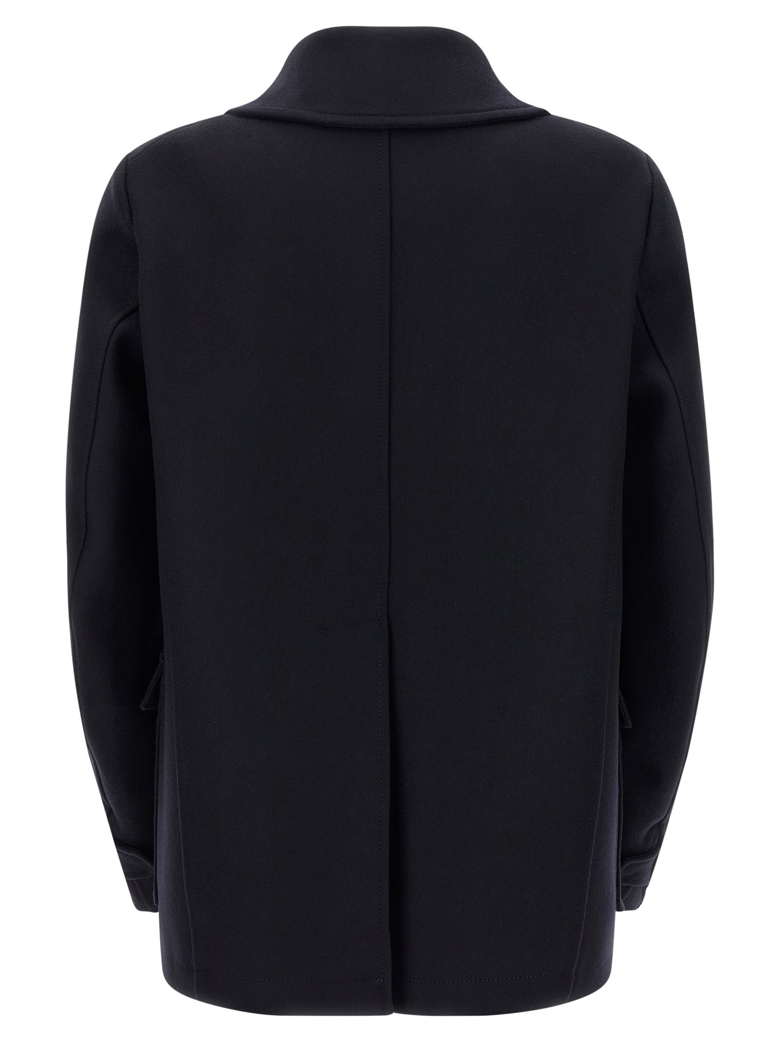 Dsquared2 Wool Coat With Button Detailing And Pockets In Black