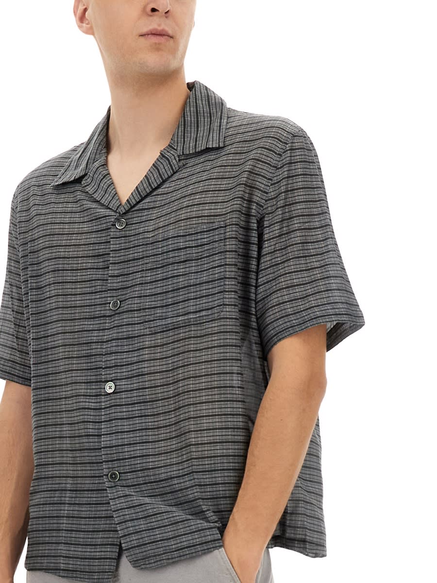 Our Legacy Heusen Checked Cotton And Silk Bowling Shirt In Grey