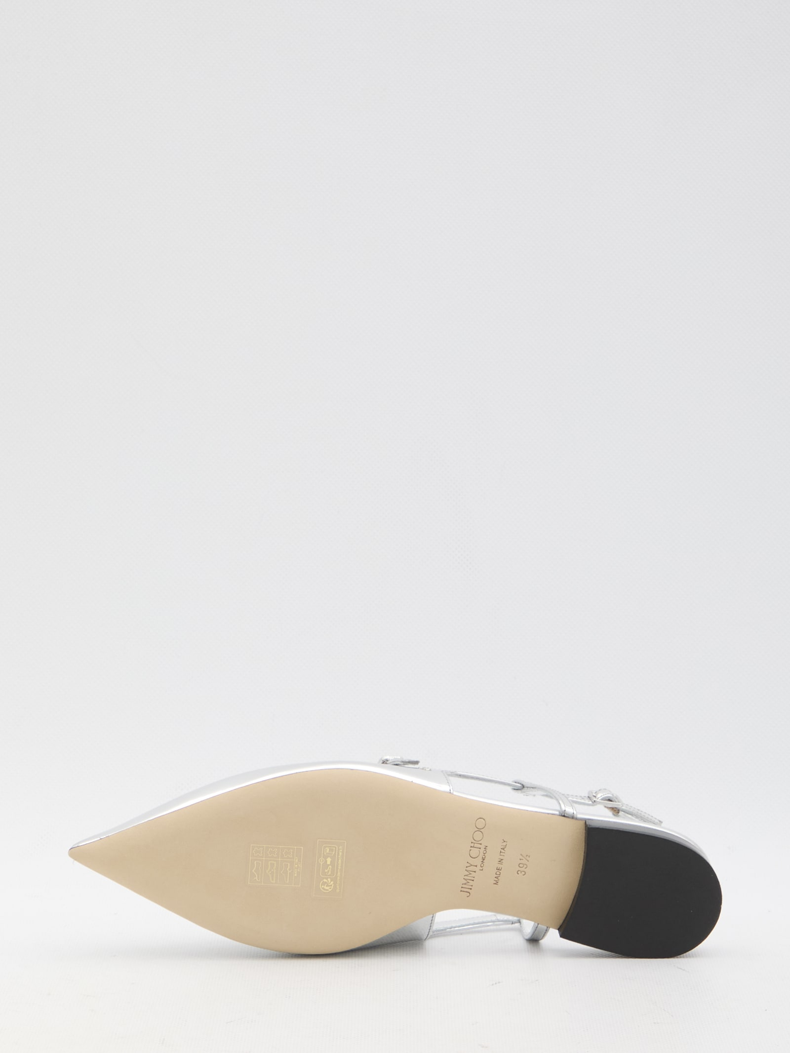 Jimmy Choo Pointed Toe Metallic Leather Sling Back Ballerina