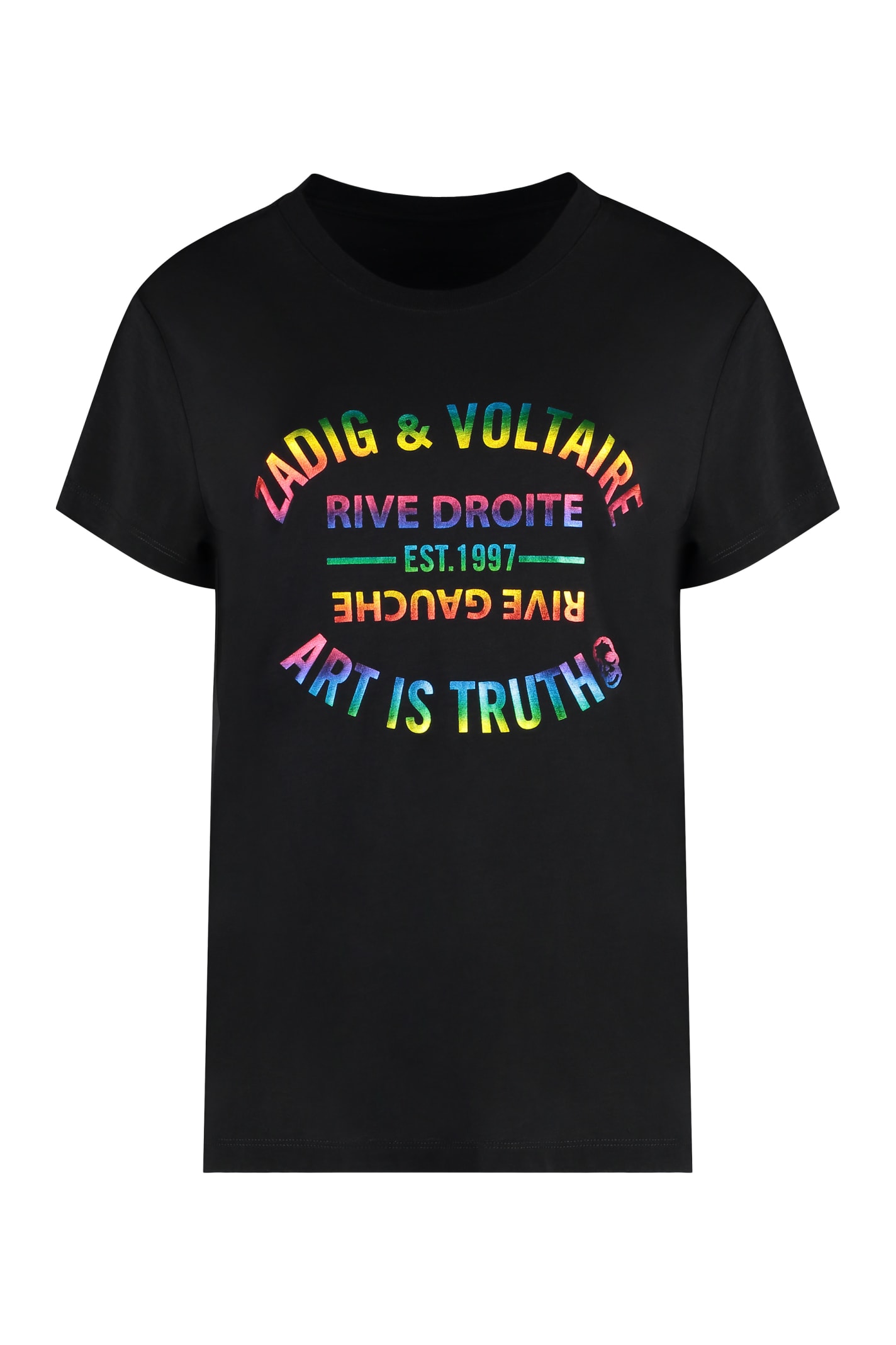 Shop Zadig &amp; Voltaire Cotton Blend Crew-neck T-shirt In Black
