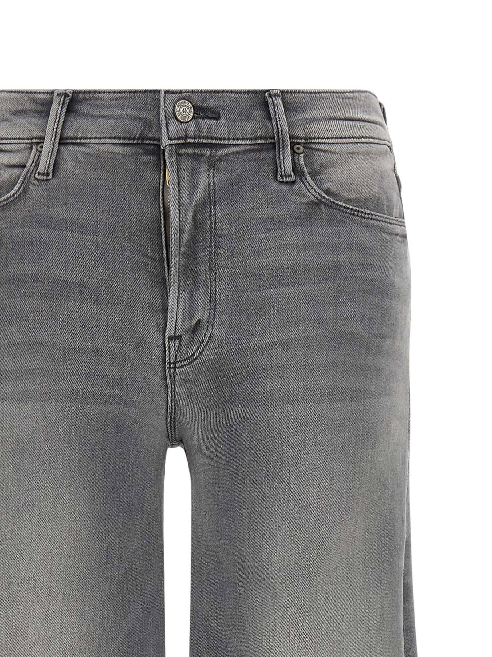 Mother Wide-leg Jeans Five-pocket Design In Gray