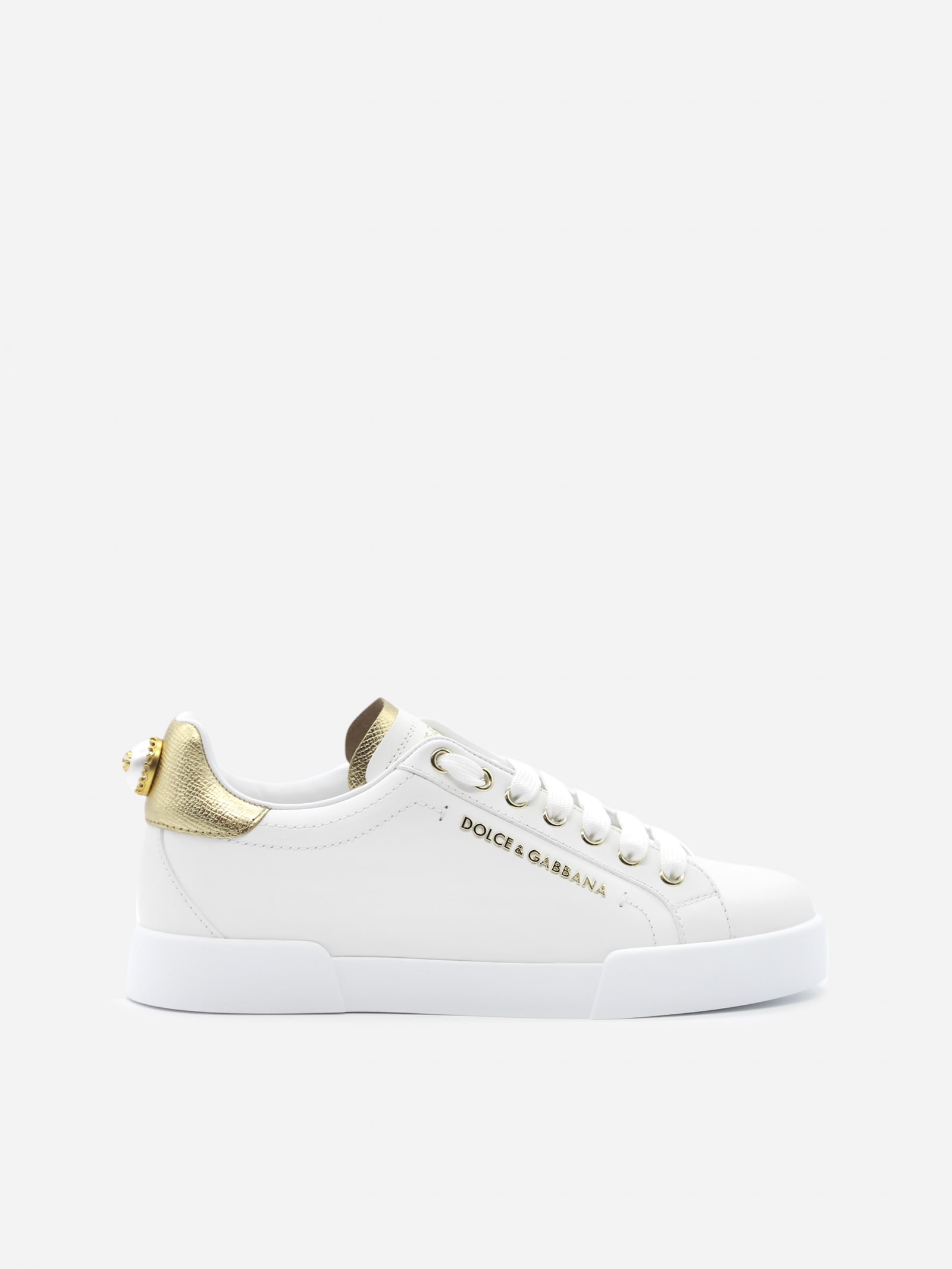 Dolce & Gabbana Portofino Sneakers In Leather With Contrasting Inserts