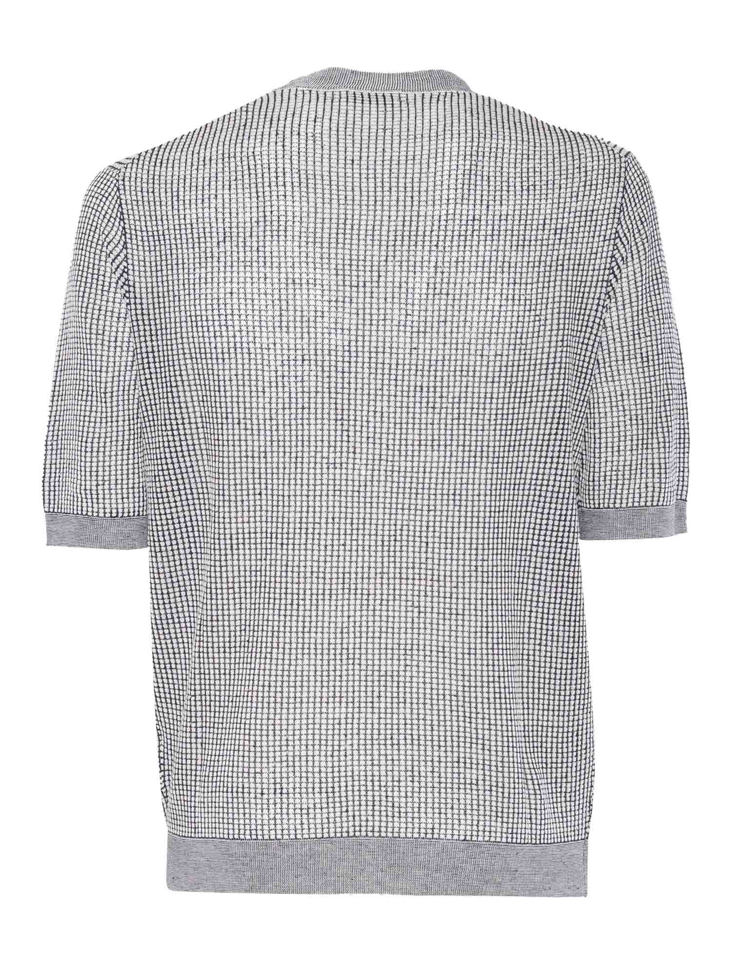 Ballantyne Short-sleeved Rice Stitch Sweater Knitwear Blue In Grey
