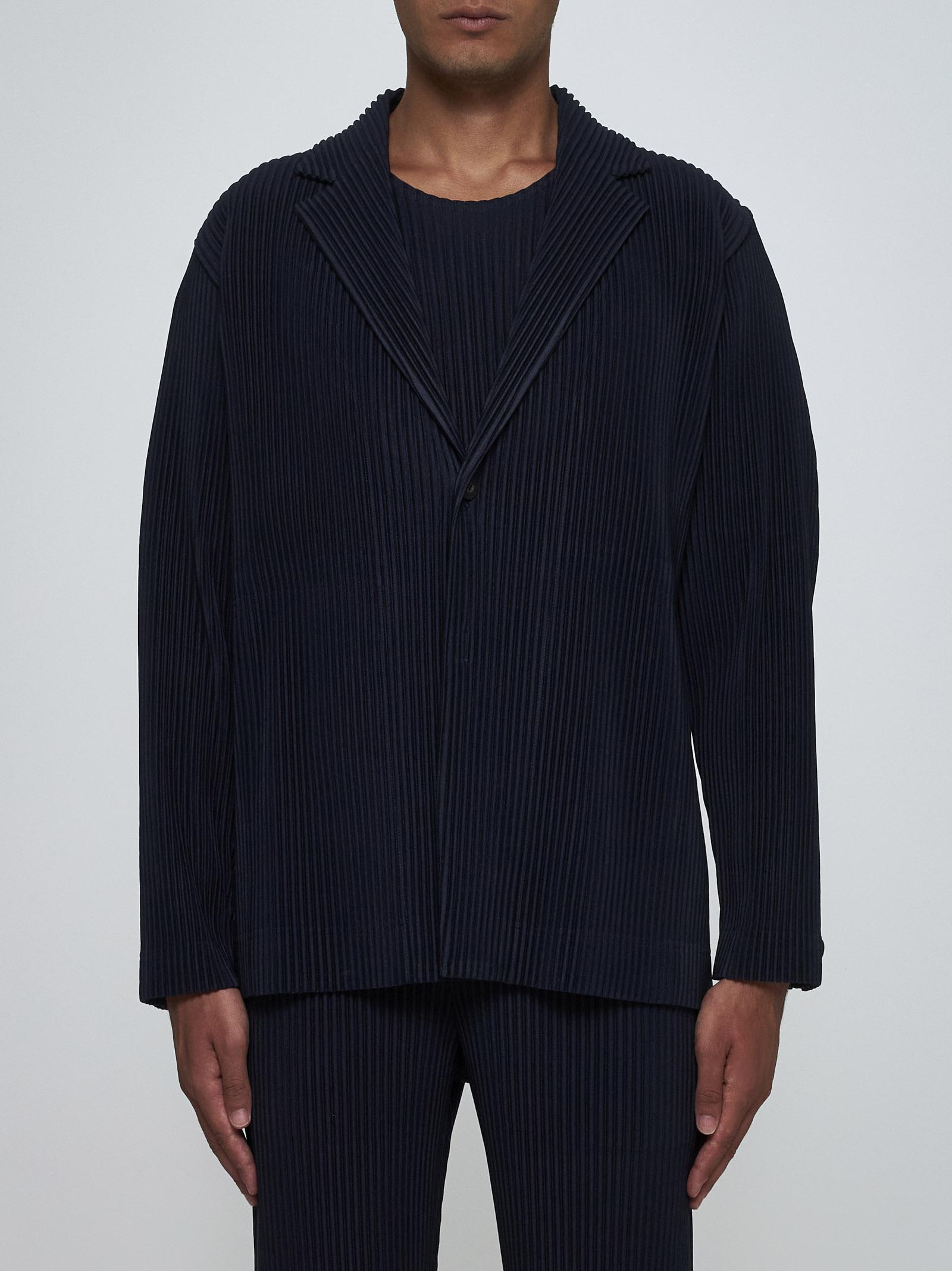 Shop Issey Miyake Pleated Fabric Single-breasted Blazer In Blue