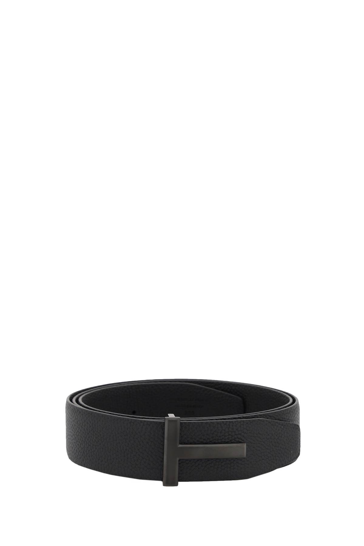 Tom Ford Mens Black Reversible Brand-plaque Leather Belt In Black