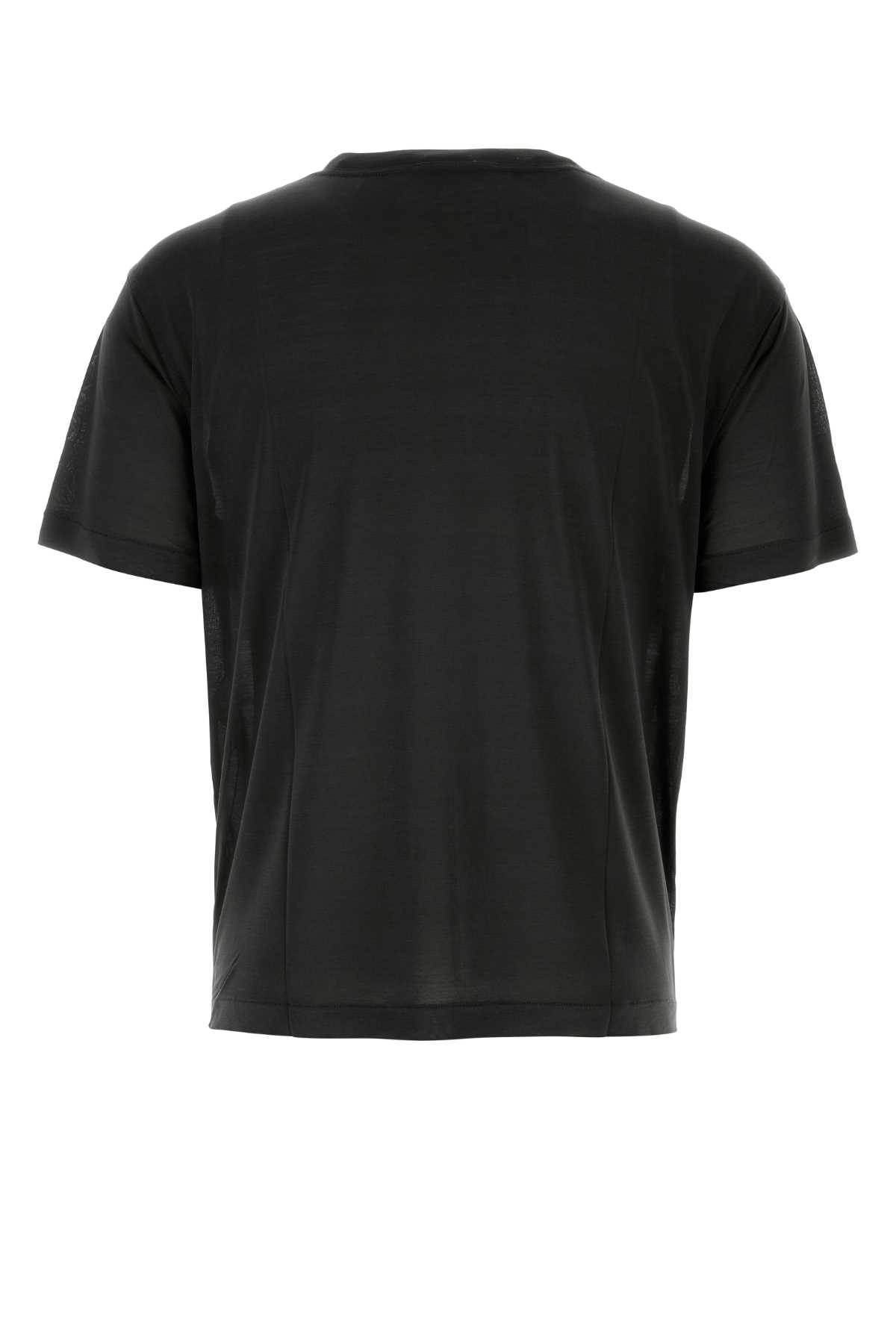 Shop Lemaire Black Silk T-shirt