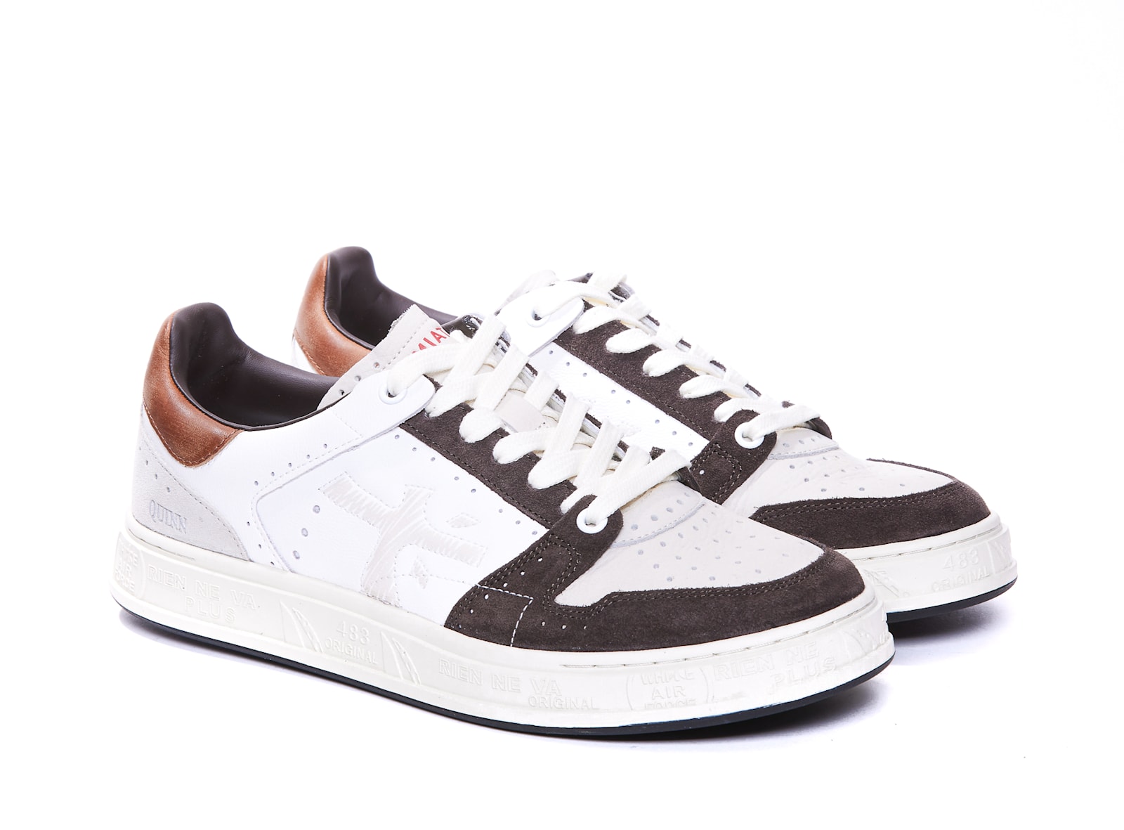 Shop Premiata Quinn Sneakers In Bianco/marrone