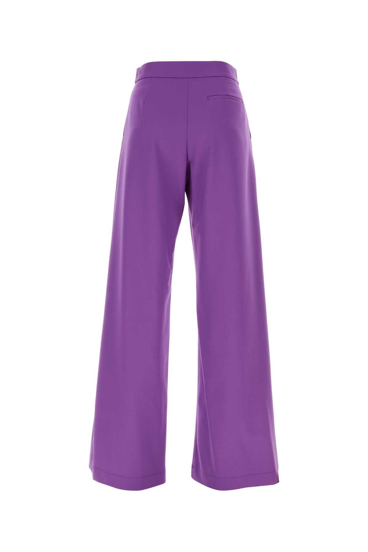 Shop Msgm Purple Stretch Virgin Wool Palazzo Pant In Violet