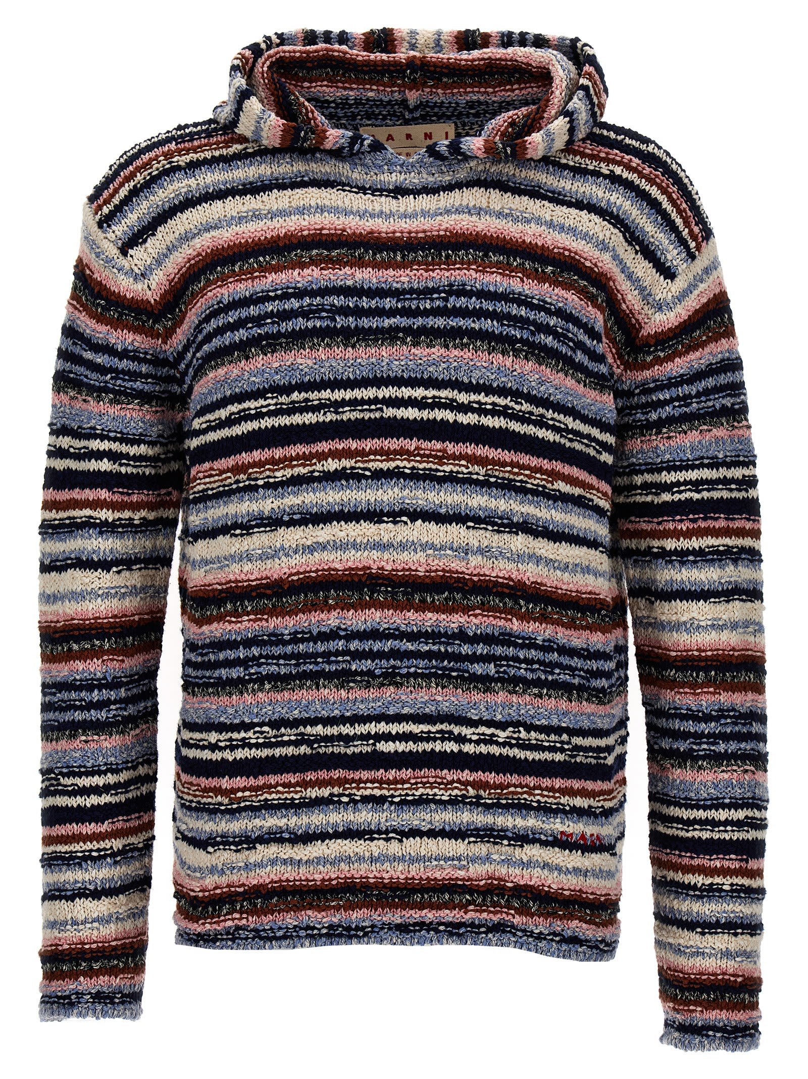 Shop Marni Striped Hooded Sweater In Multicolor