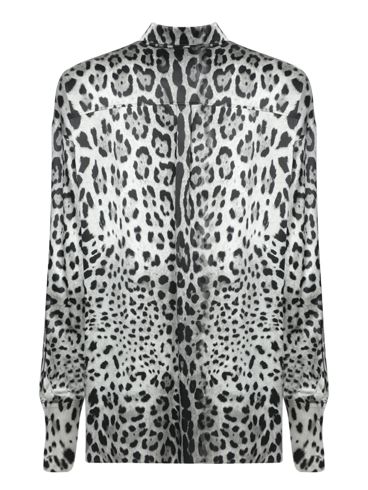 Shop Dolce & Gabbana Black And Grey Leopard Print Shirt