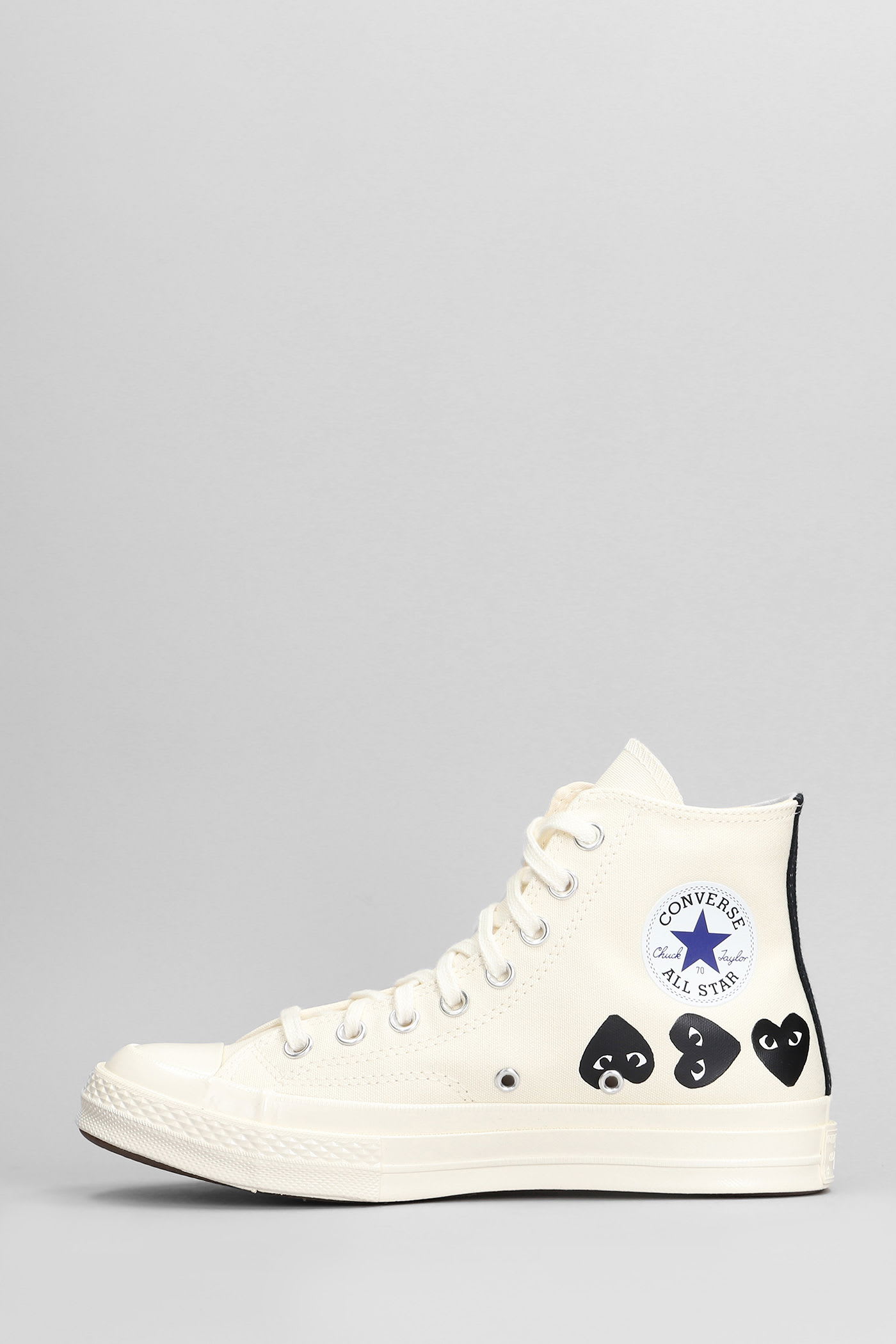 Comme Des Garçons Play Chuck 70 Cdg High Sneakers In Beige Cotton In White