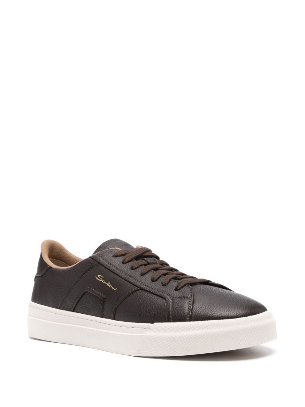 Shop Santoni Dbs Sneakers In Dark Brown