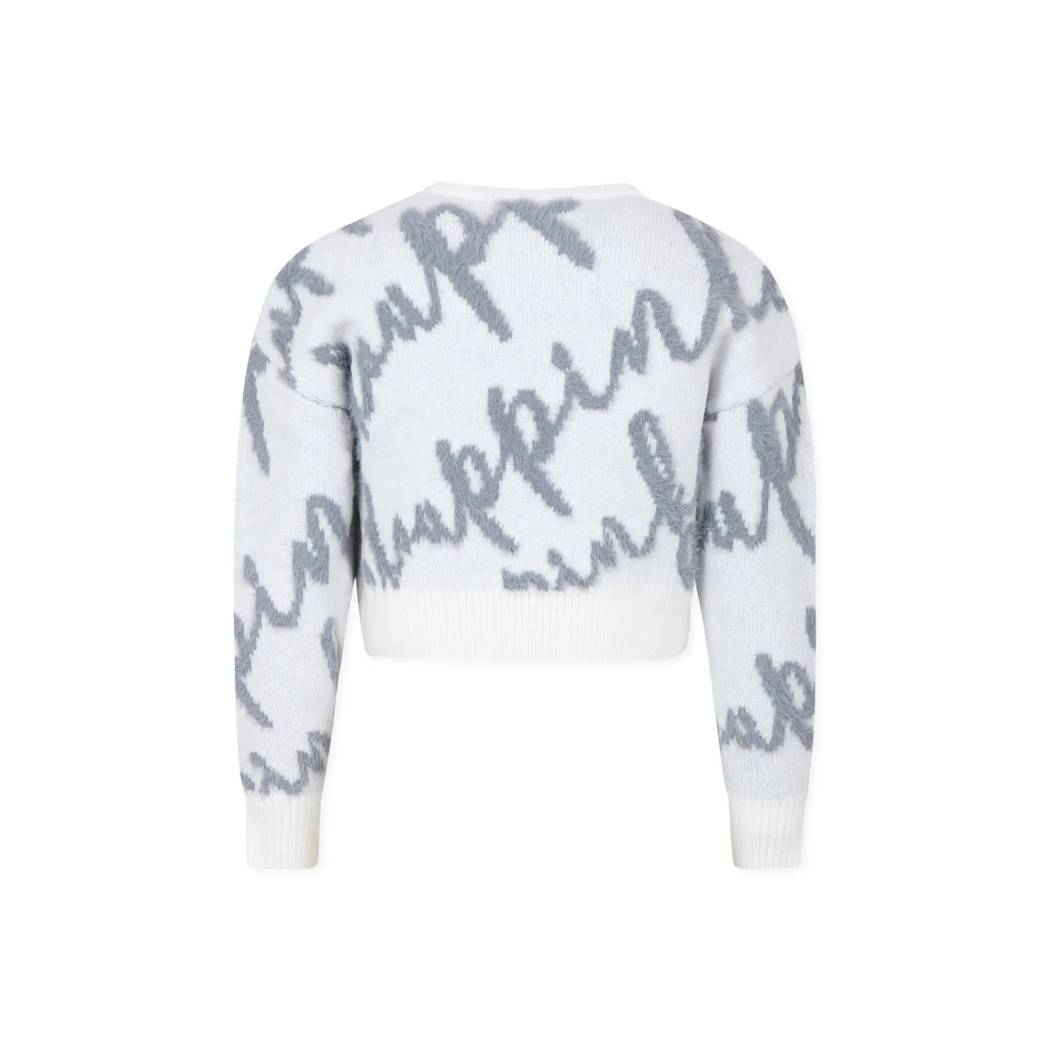 Pinko White Sweater For Girl With Writing In White
