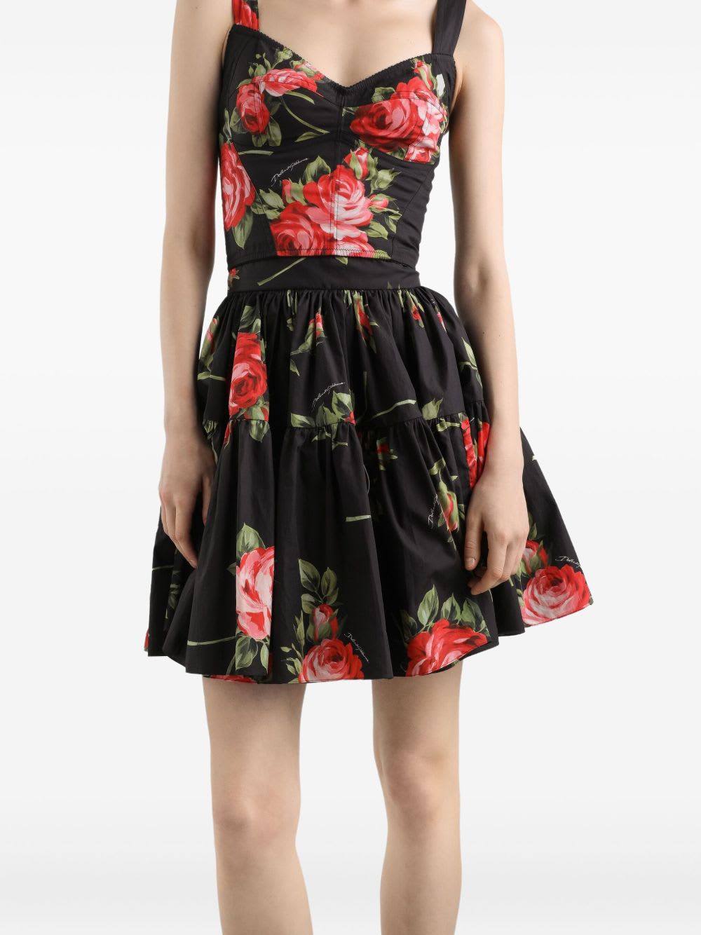 Dolce & Gabbana Black Mini Skirt With Floral Print Dolce E Gabbana