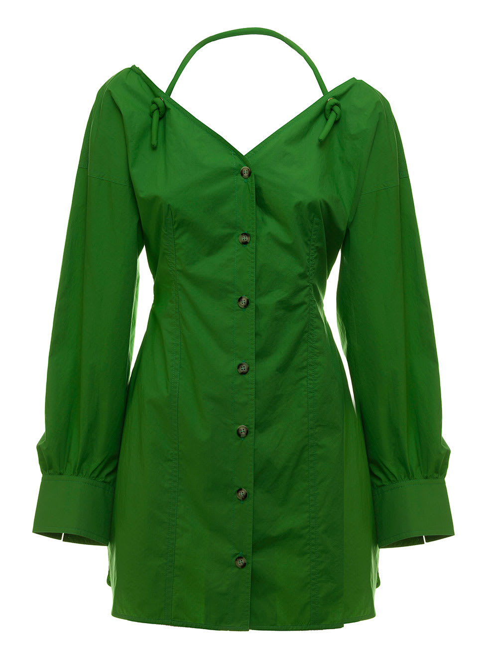 Nanushka Womans Alyssa Green Poplin Dress