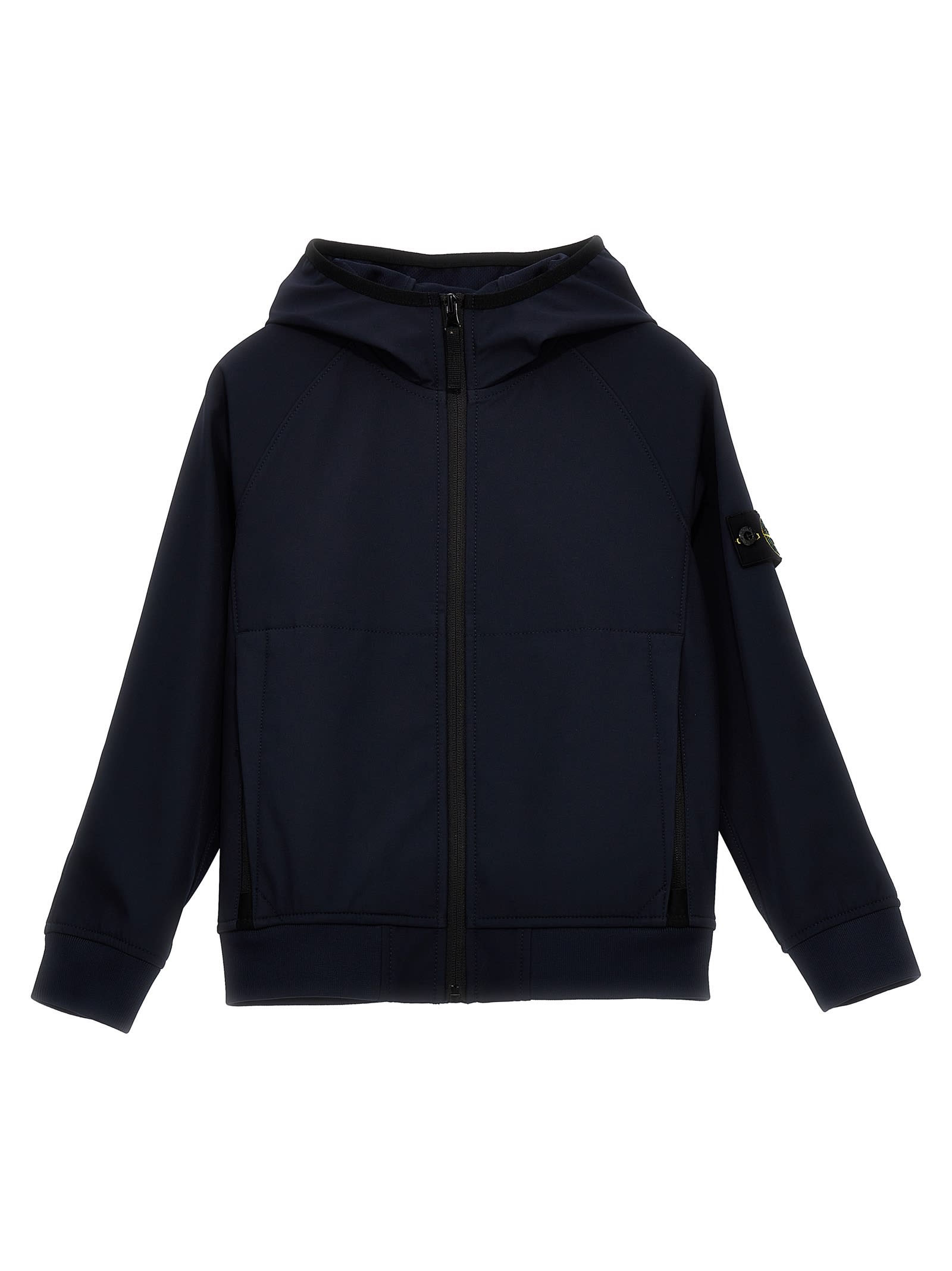 Stone Island Compass-badge Hooded Bomber Jacket In Blu
