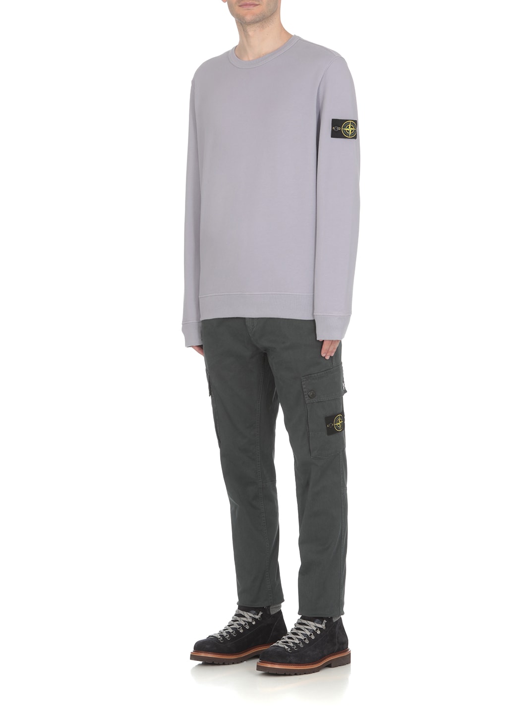 Shop Stone Island Cotton Trousers In Grey