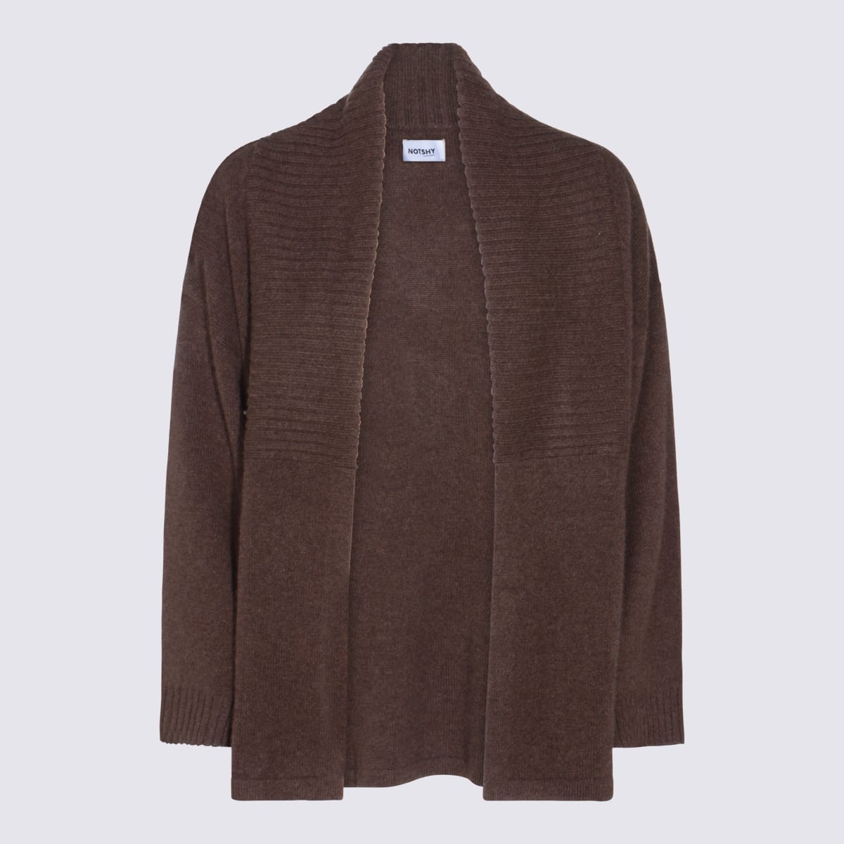 Not Shy Open-front Cardigan In Brown