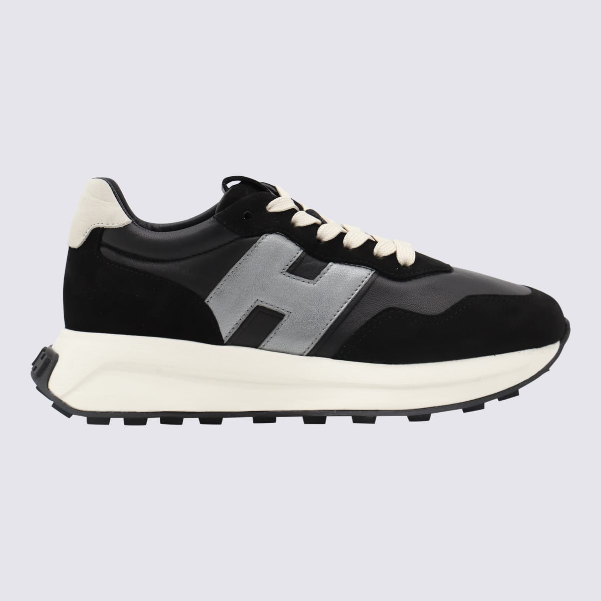 Hogan White And Black Leather H641 Sneakers