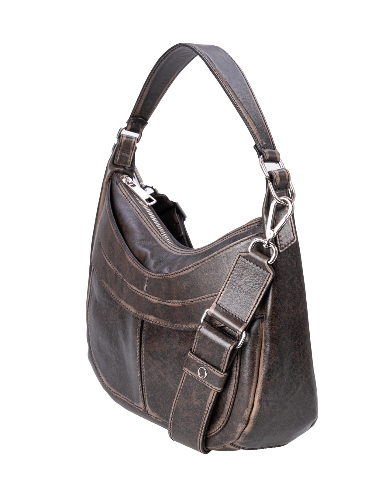 Shop Orciani Leather Bag In Beige