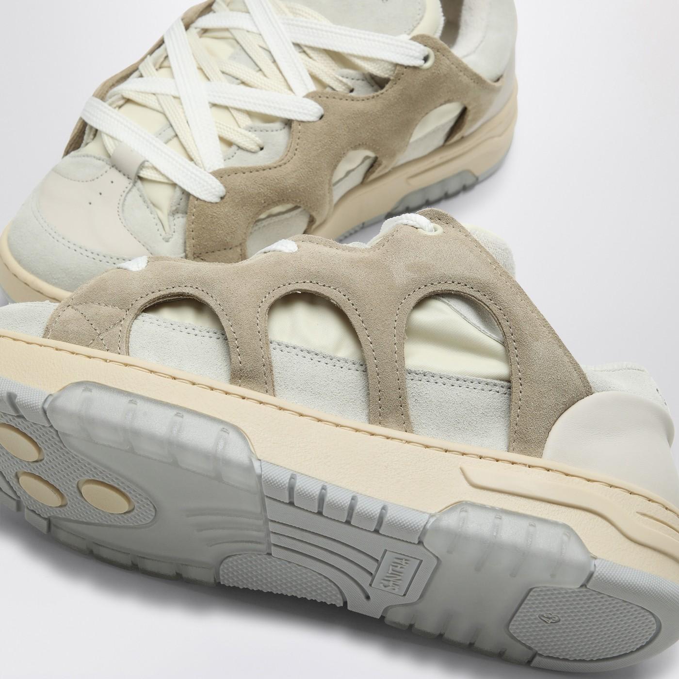 Shop Paura Model 1 Cream\/white Mesh And Suede Sneaker In Cream Off White