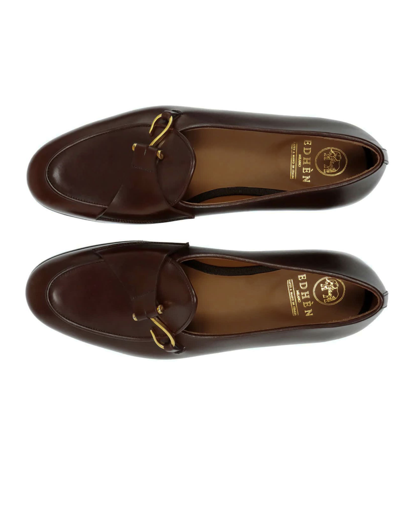 Shop Edhen Milano Brown Calf Leather Comporta Loafers