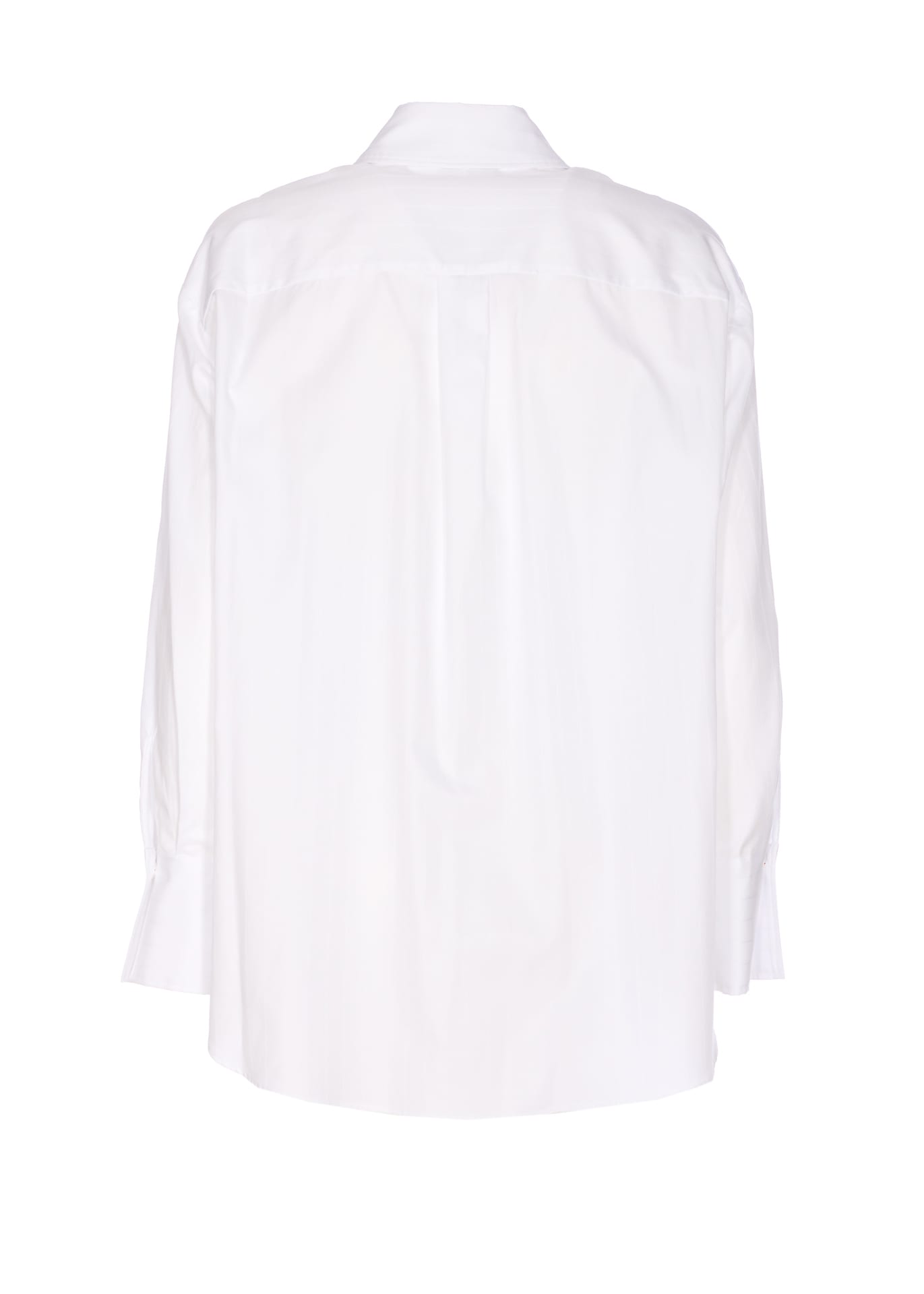 Elisabetta Franchi White Striped Cotton Poplin Shirt In White