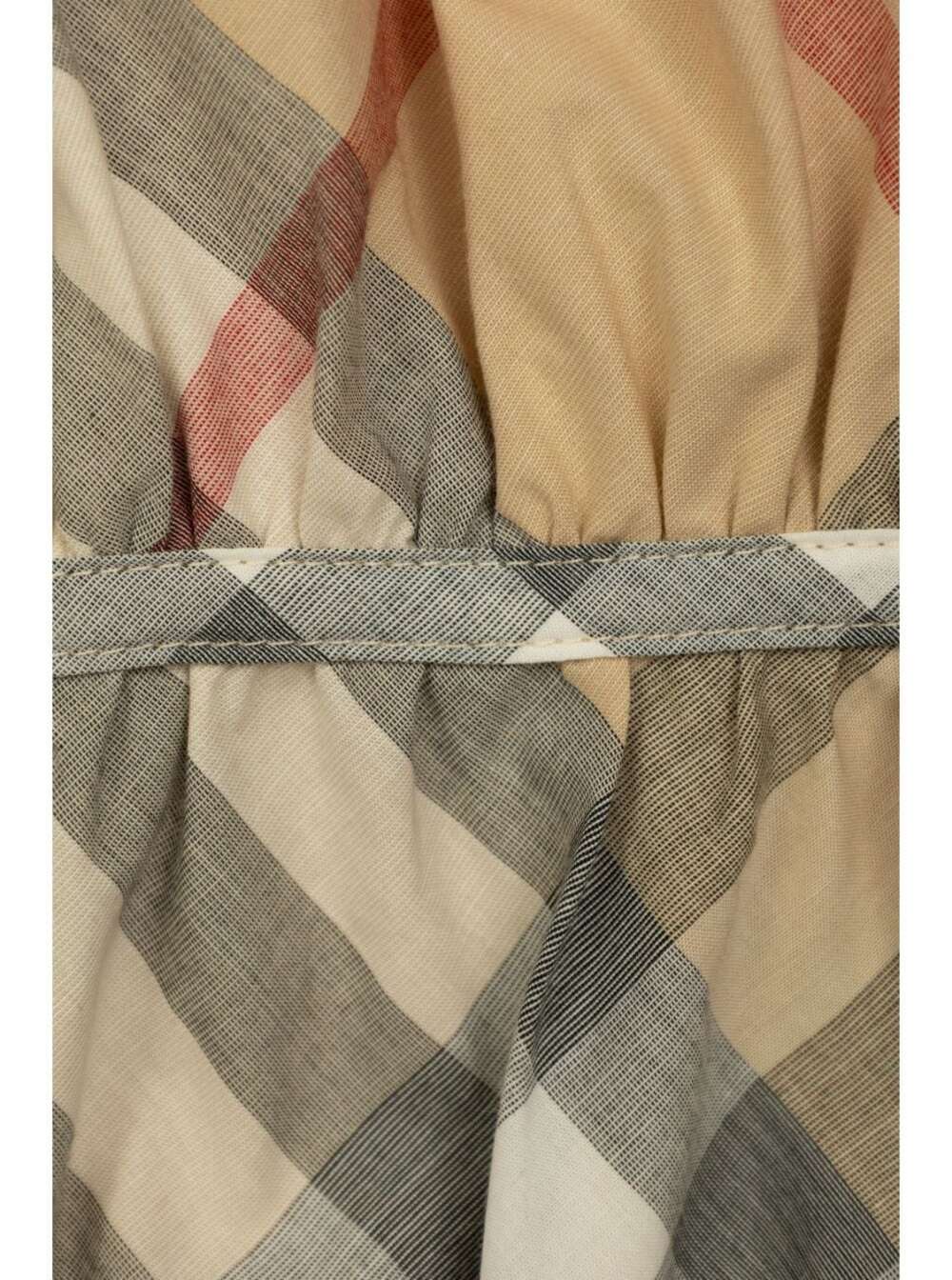 Burberry Beige Dress With Check Motif In Cotton Baby In Multi