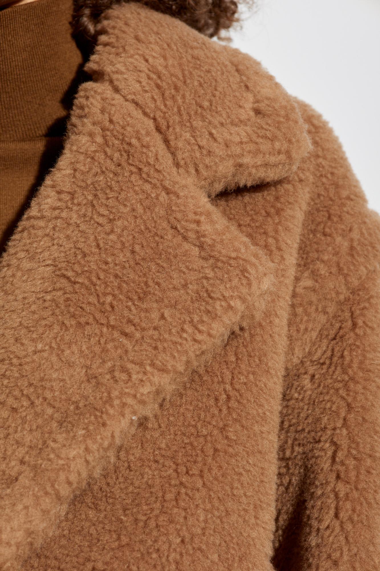 Max Mara Textured Camel Coat With Classic Lapel In Brown
