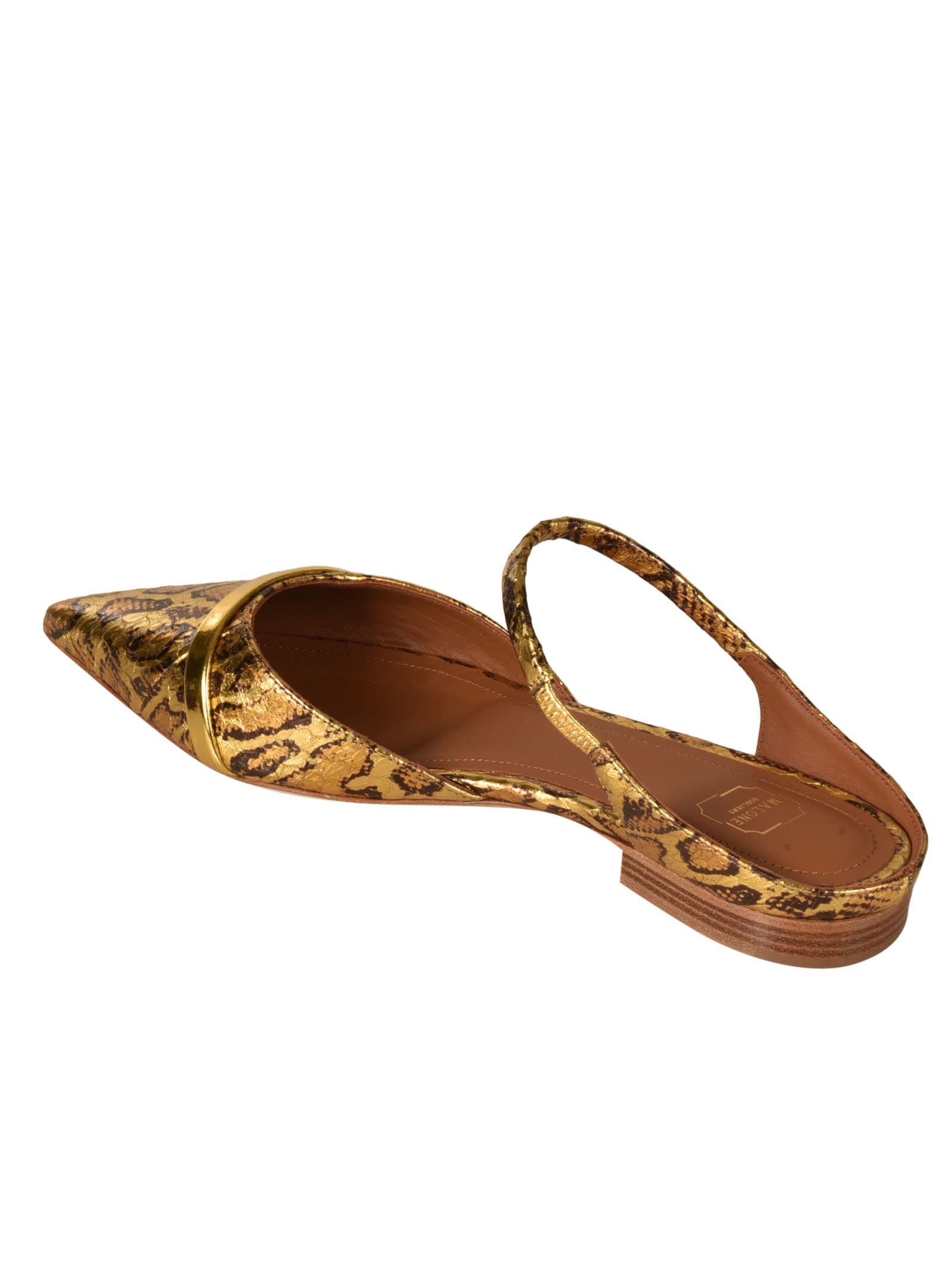 Shop Malone Souliers Uma 10-1 Flat Mules In Gold