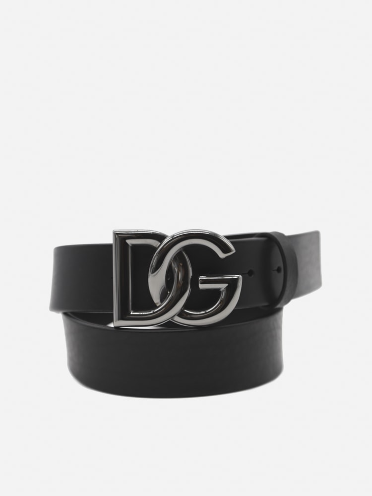 Dolce & Gabbana Leather Belt With Woven Logo Detail