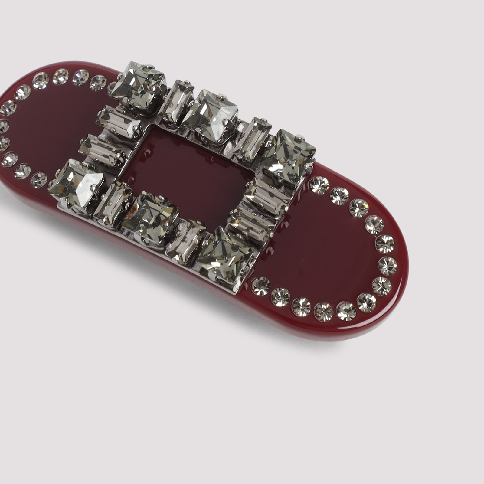 Roger Vivier Tres Vivier Strass Hair Clip In Burgundy