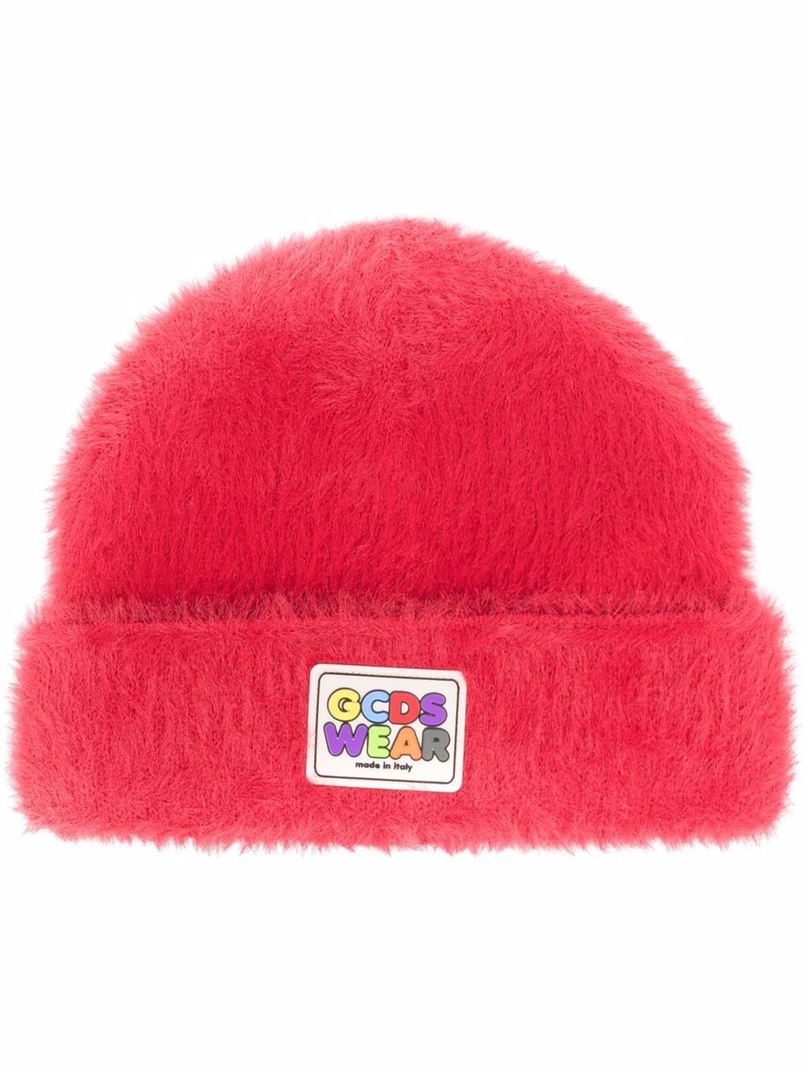 GCDS Red Wool Logo-patch Beanie