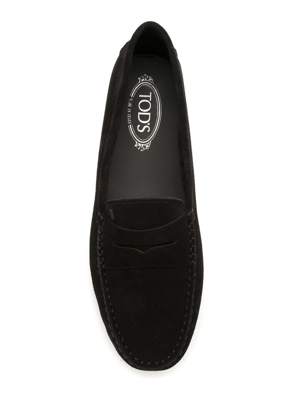 Shop Tod's Black Suede Loafers