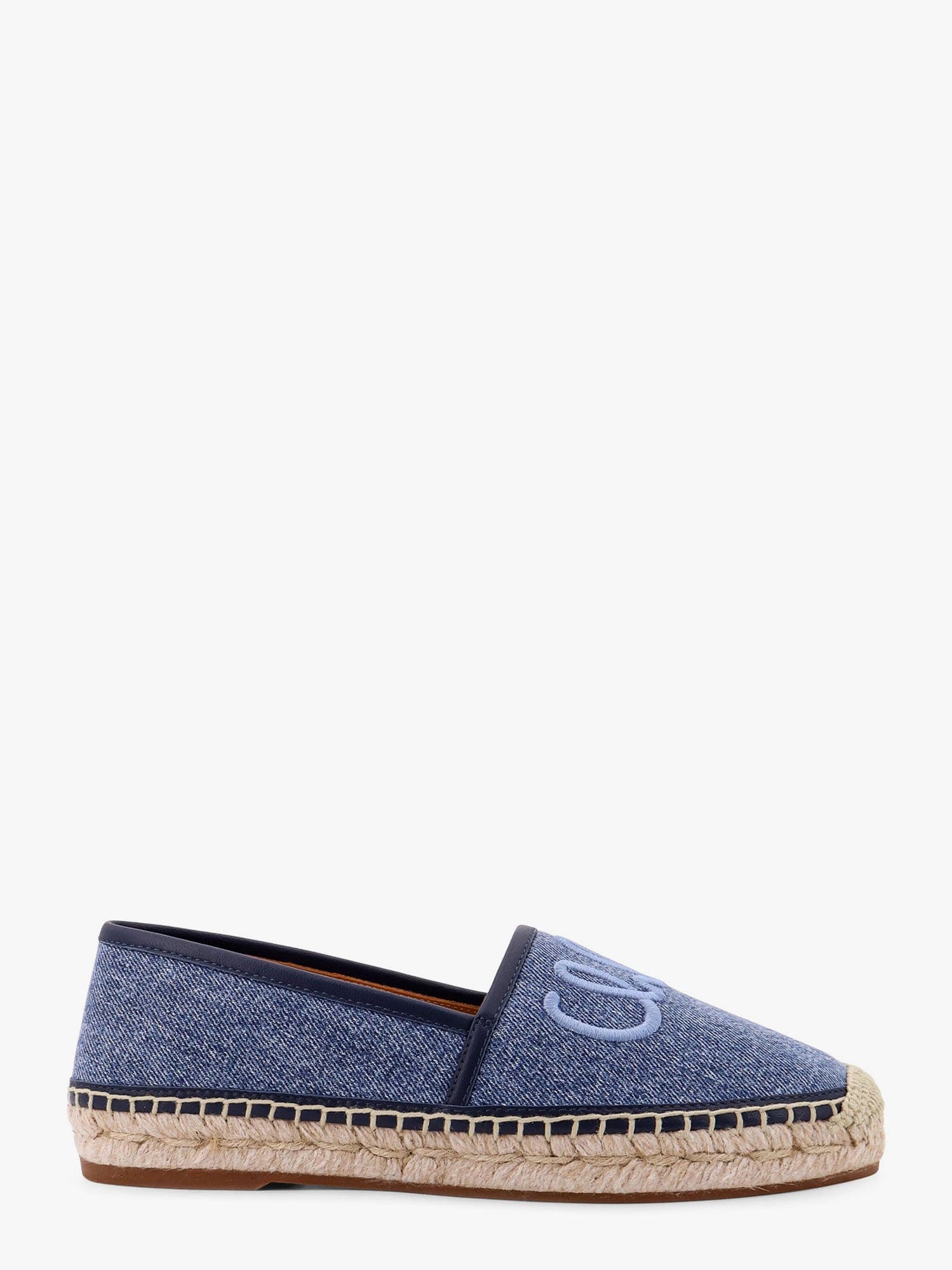 Chloé Denim Espadrillas With Embroidered Logo In Blue