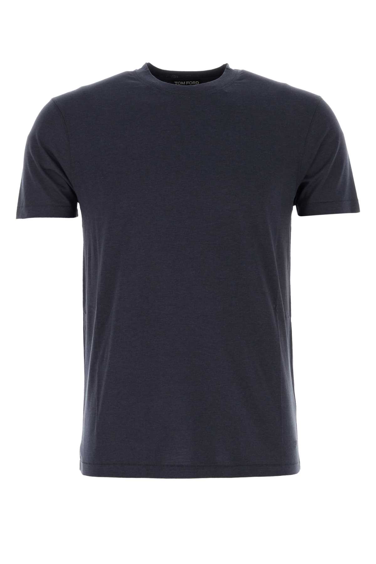 Shop Tom Ford Navy Blue Lyocell Blend T-shirt In Darkblue