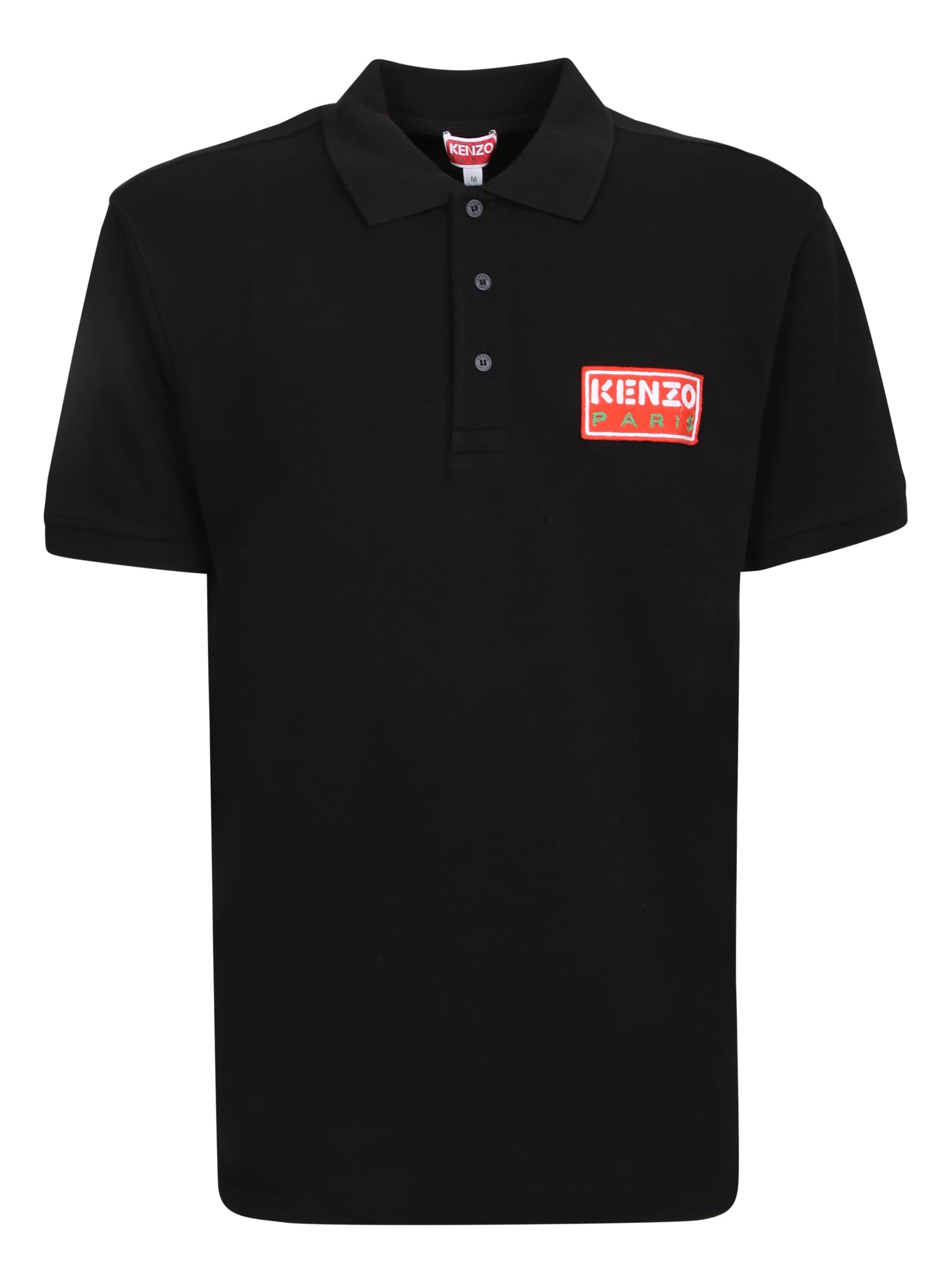 Shop Kenzo Logo-patch Black Polo Shirt
