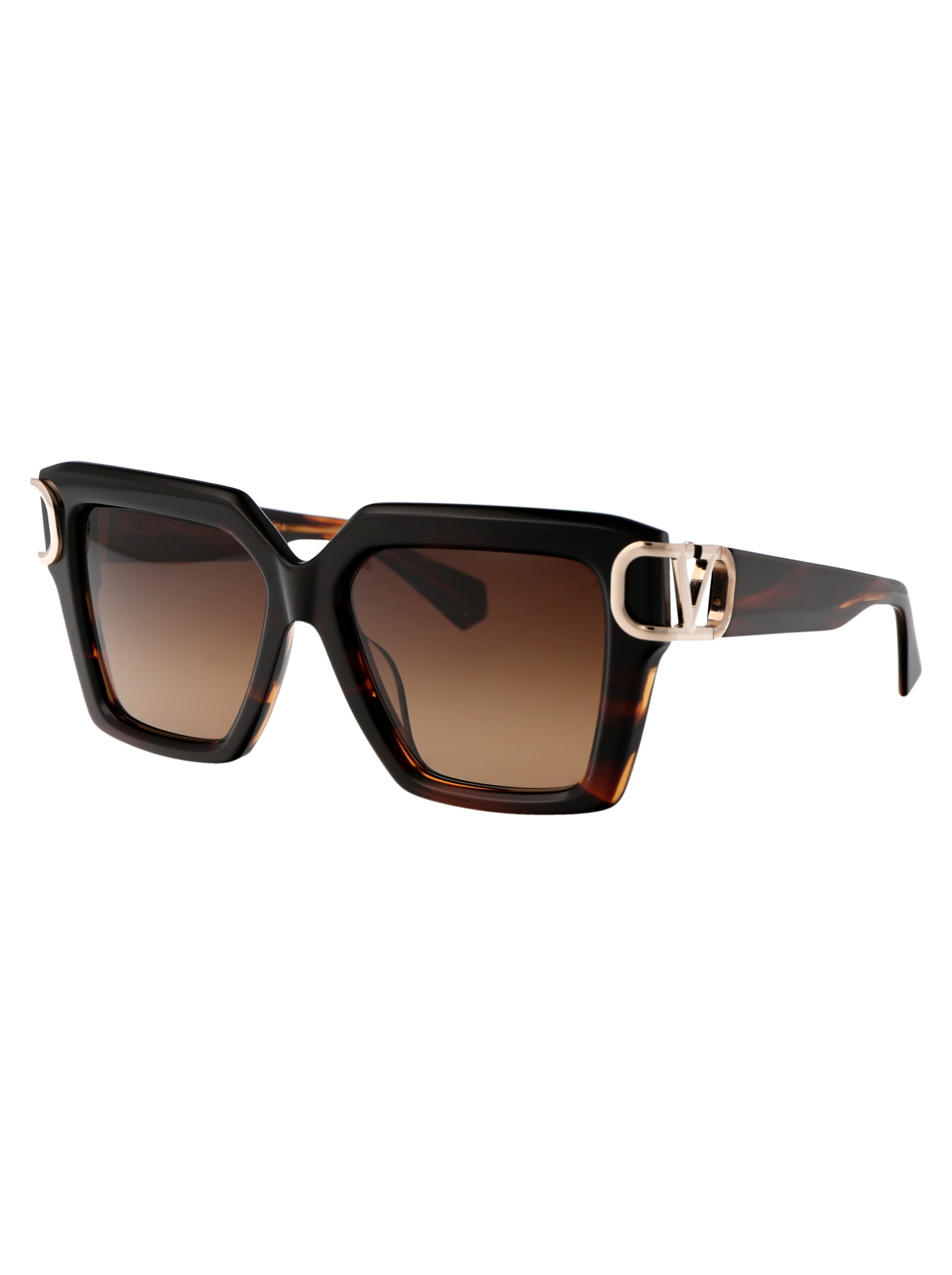Shop Valentino V - Uno Sunglasses In 107b Brn - Gld