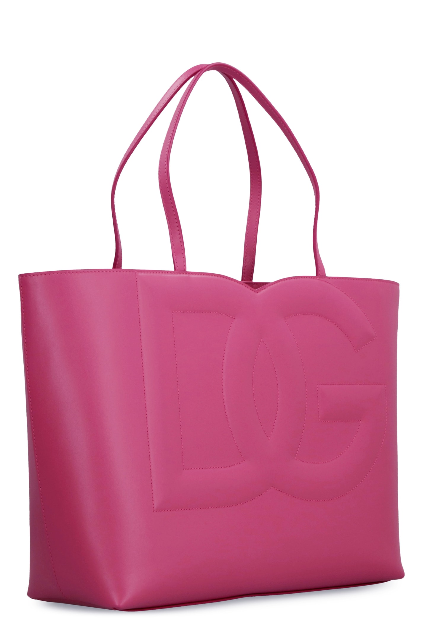 Dolce & Gabbana Dg Logo Leather Tote In Pink