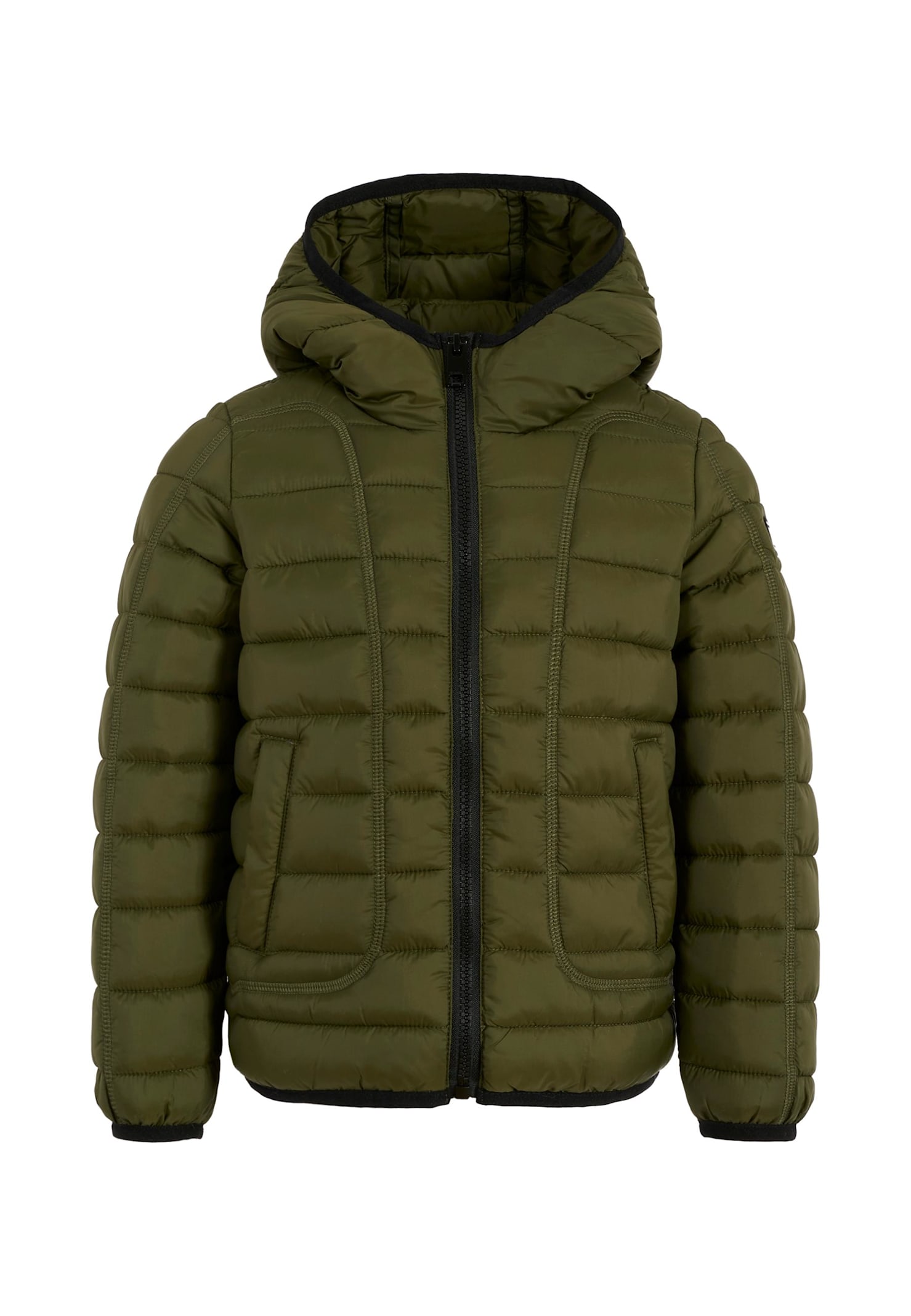 Diesel Quilted Hooded Jacket In Green
