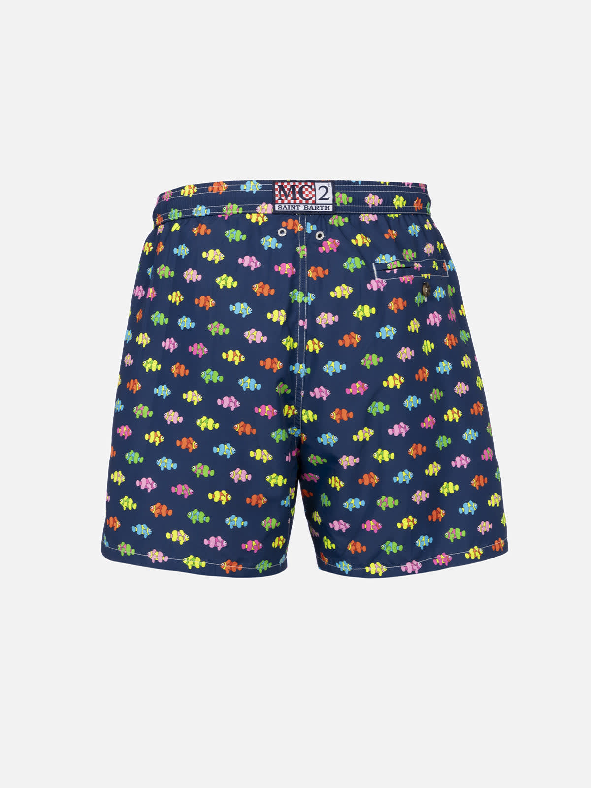 Mc2 Saint Barth Fish-print Swim Shorts In Blue Navy