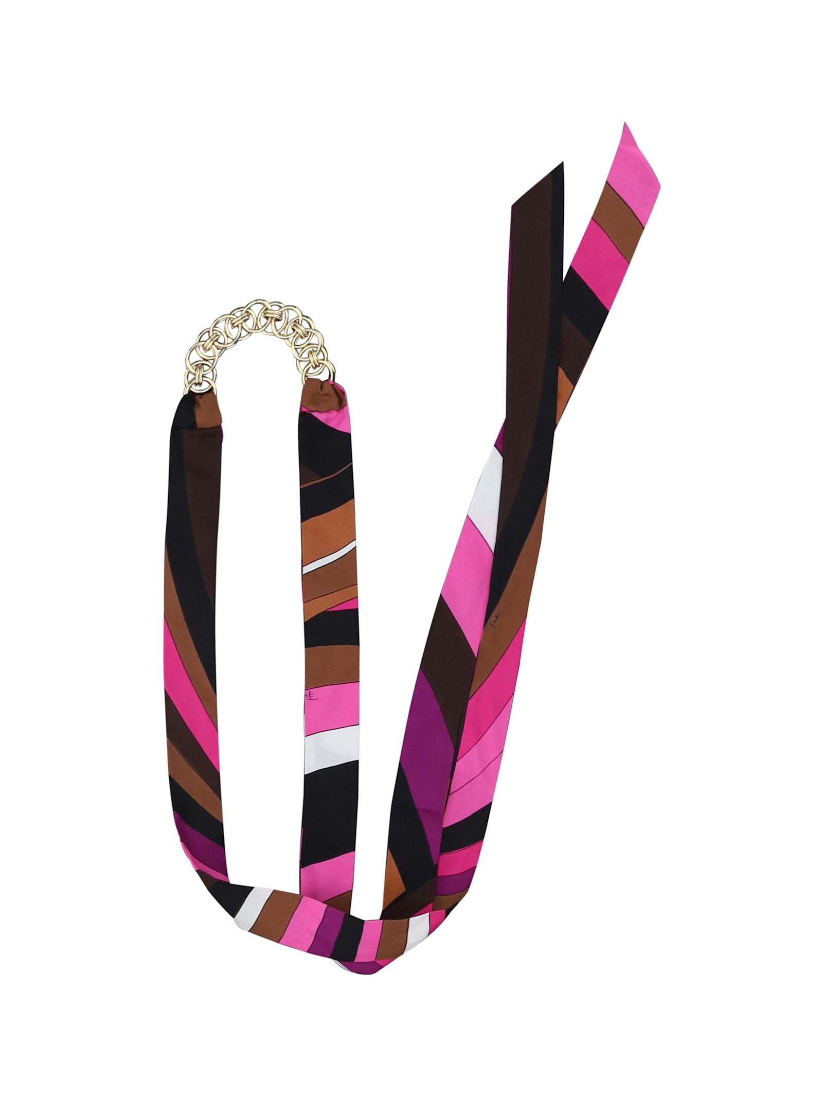 Shop Pucci Scarf Necklace In Fuxia/marrone