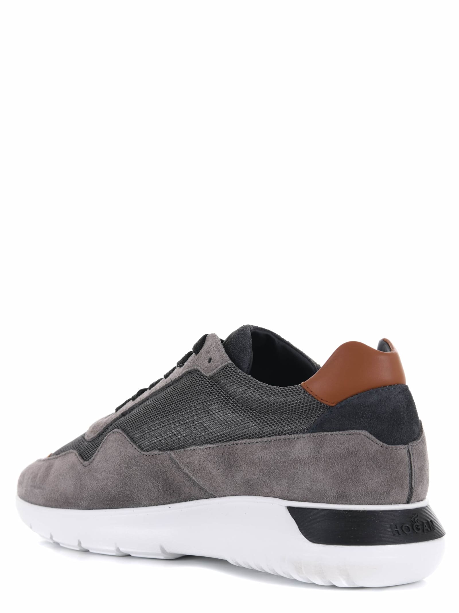 Shop Hogan Interactive3 Sneakers In Grigio Scuro/cammello