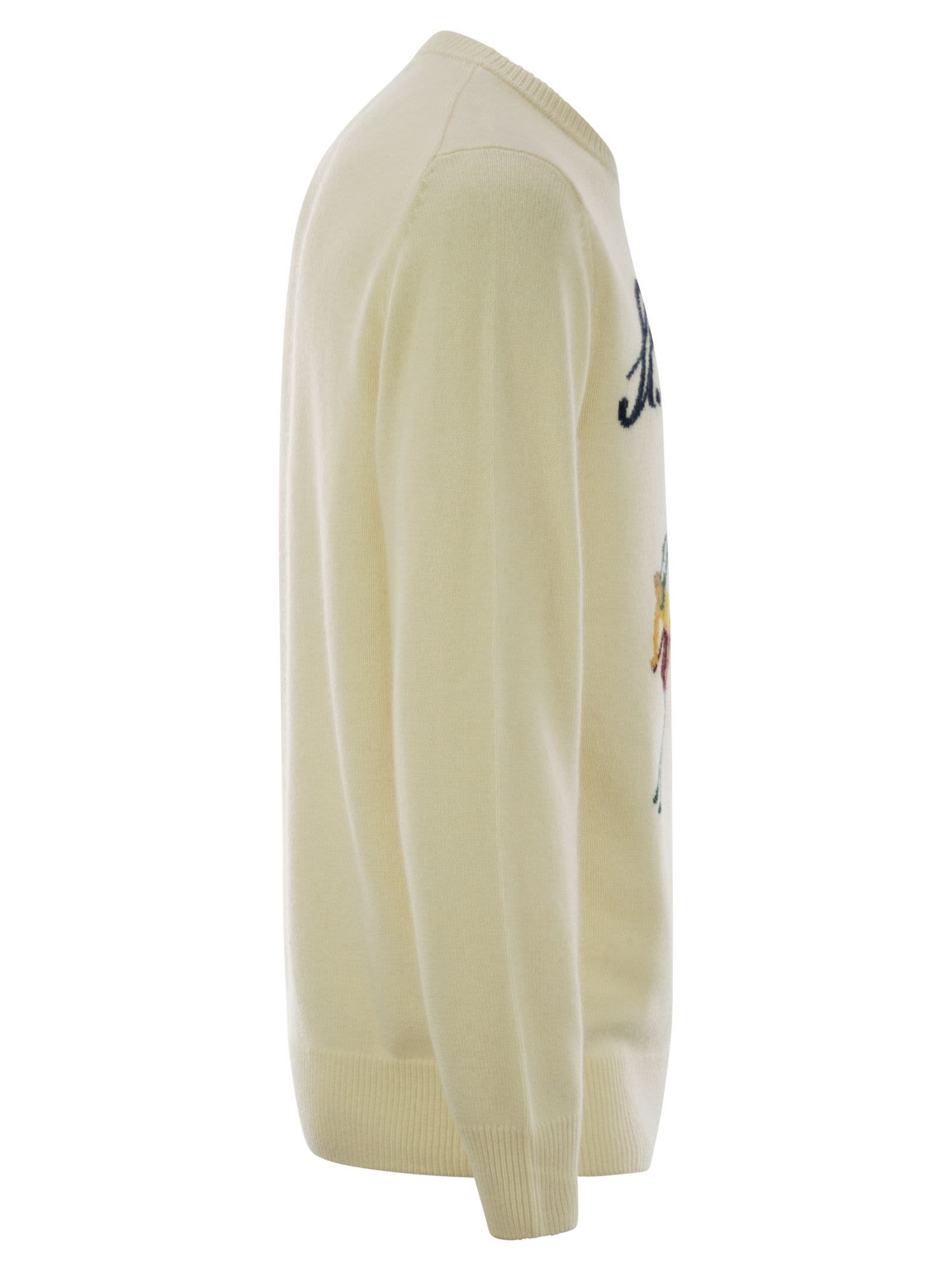 Shop Mc2 Saint Barth St Moritz Wool And Cashmere Blend Jumper In Cream