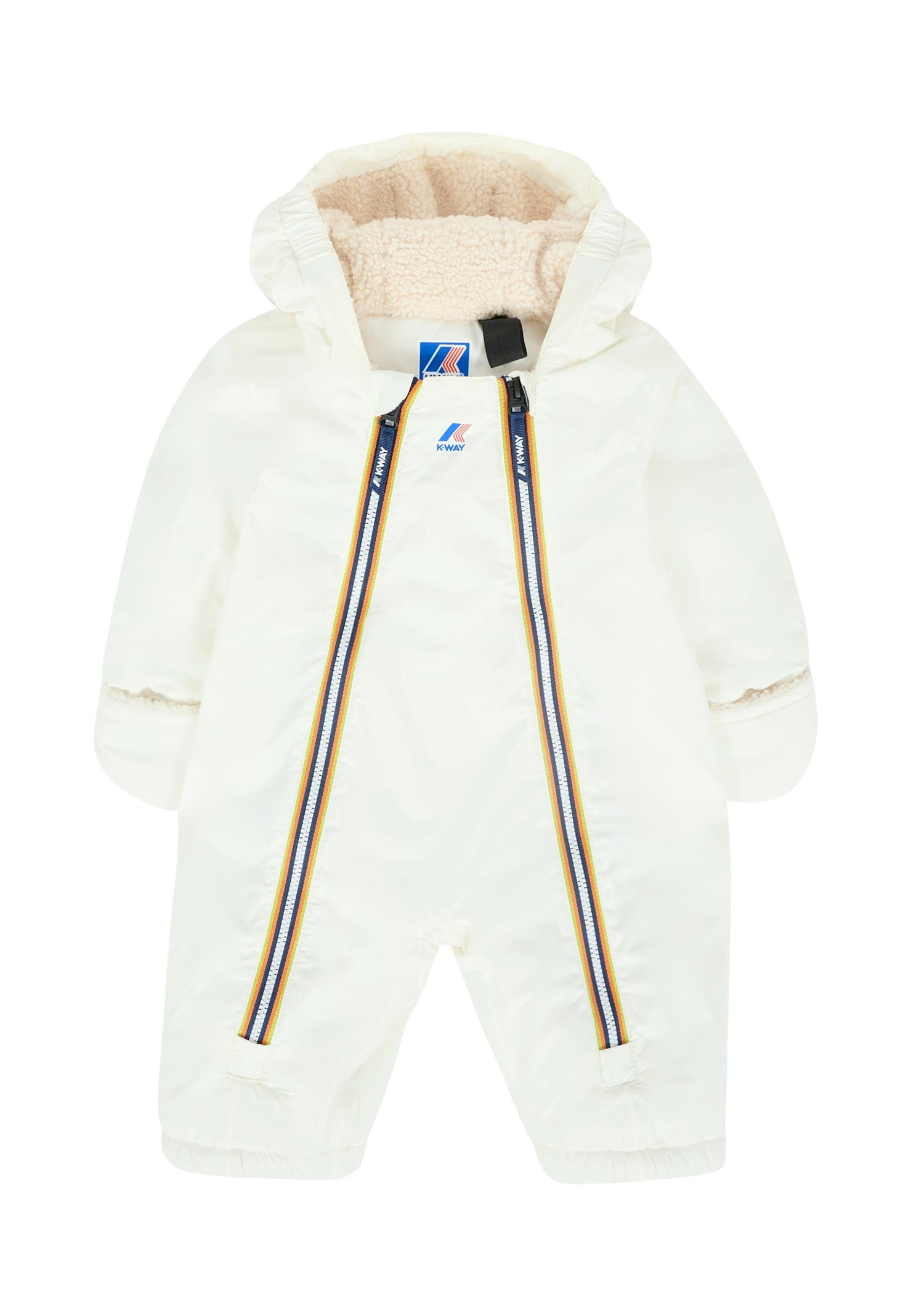 K-way White Down Jacket For Babykids With Logo In White