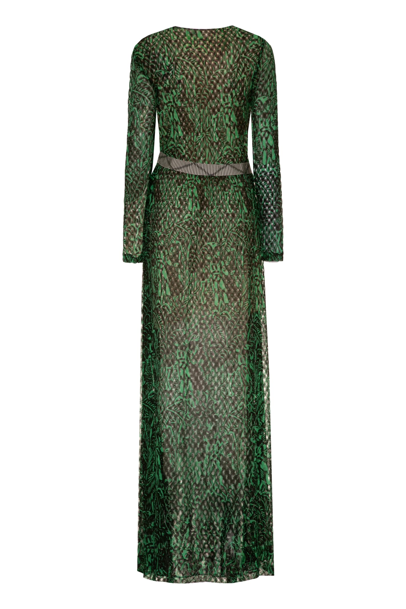 Shop Missoni Knitted Long Dress In Green
