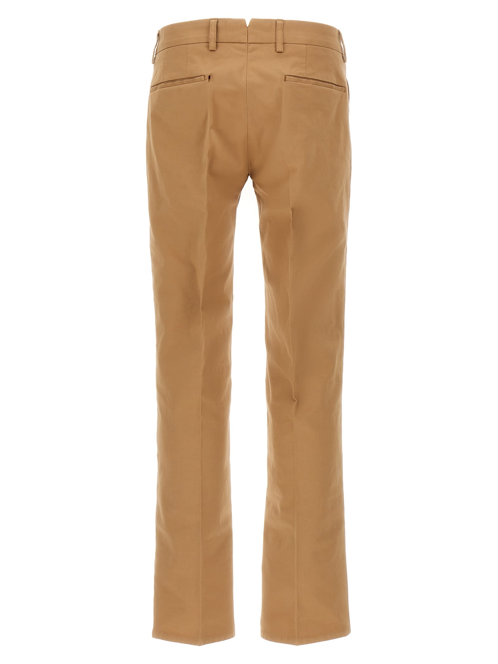 Incotex Cotton Trousers With Back Pocket And Belt Loops In Brown